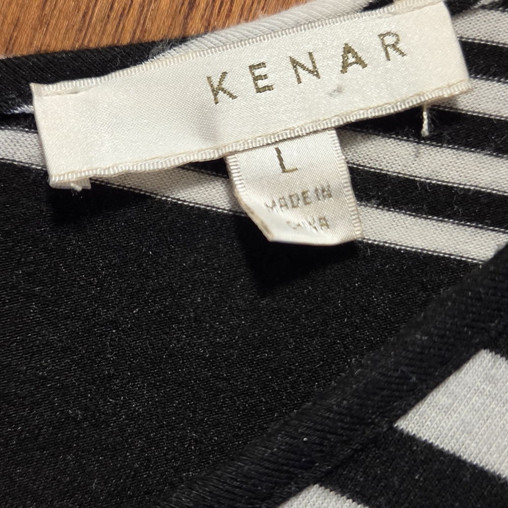 Kenar Black * White Striped Short Sleeve Tee SzL - Picture 6 of 7
